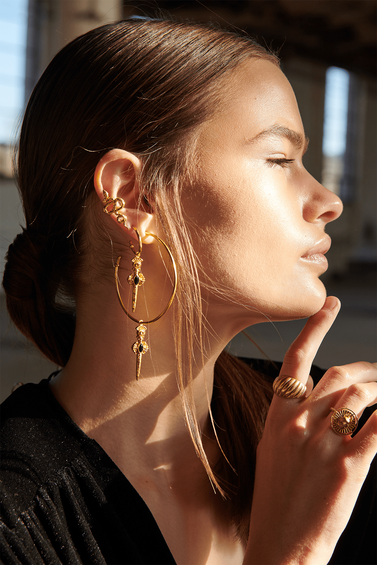 Bodhita - Espada Earrings - w/Grande Hoop